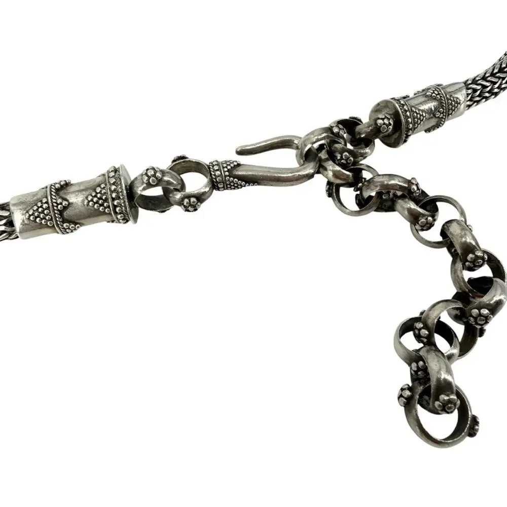 John Hardy Vintage Wheat Sterling Silver Chain Belt Necklace 34” Collectors Item